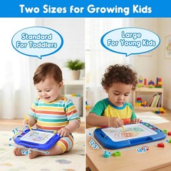Magnetic Drawing Board for Toddlers – Etch & Sketch Pad with 4 Stamps, 16×13 in,