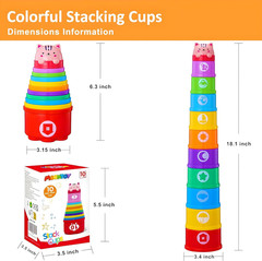Stacking Cups Baby Toys 6 10 12 18 Months, Montessori Toys for 1 Year Old Toddle