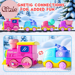 Steam Track Train Set for Toddlers, Magnetic Connection Train Toys W/Lights & So