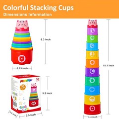 Stacking Cups Baby Toys 6 10 12 18 Months, Montessori Toys for 1 Year Old Toddle