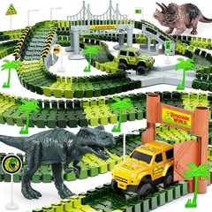 271-Piece Dinosaur Tracks Set with 2 Race Cars & Fun Dinosaur Toys for Kids