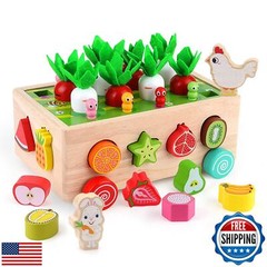 SKYFIELD Montessori Wooden Garden Toy for Baby Boys Girls 1 2 3 Years Old, Fi