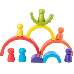 Wooden Rainbow Stacker Toy | Montessori Educational Gift for Toddlers