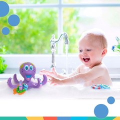 Nuby Floating Octopus with 3 Hoopla Rings – 4 Piece Set,