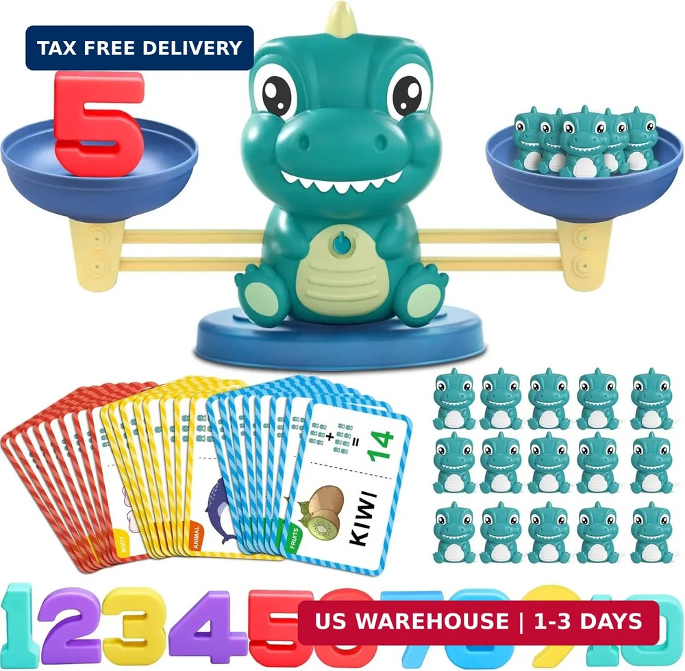 Dinosaur Math Balance Toys – Montessori Toys for 3 Years Old Kids, Learning and