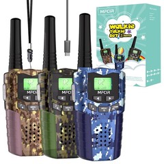 Rechargeable Kids Camouflage Walkie Talkies 3 Pack Long Range, 48H Work 7D St…