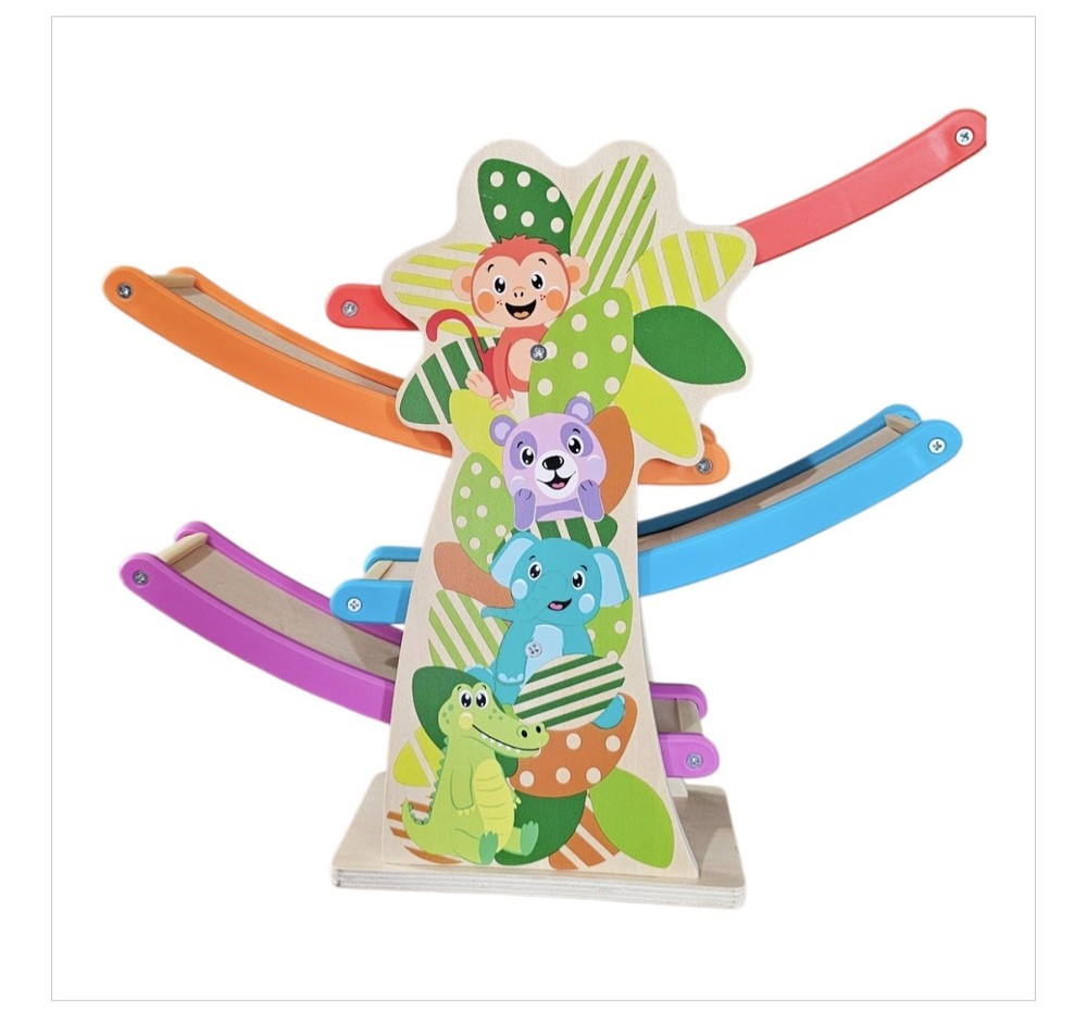 Spark Create Imagine Trees, Cars, and Tracks Race/Jungle Theme Wooden Car Ramp