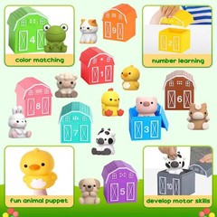 Montessori Farm Animal Toys for Toddlers 1-3 Counting Sorting Set