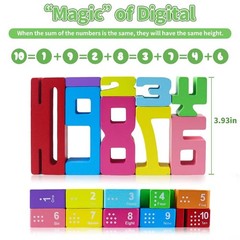 Wooden Number Building Blocks, 20Pcs Digital Building Blocks from 1 to 10, Ea…