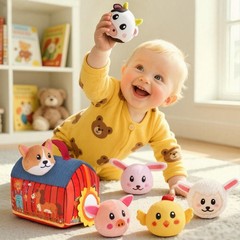 Baby Toys 6-12 Months – Soft Barn with Stuffed Farm Animals Toy, Montessori T…