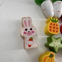 Montessori Educational Wood Food Pieces Rabbit Farm Shape Sorter Educational Toy