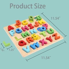 New — Baby Kids Learning Toys Wooden Alphabet Number Puzzle ABC Letters Board