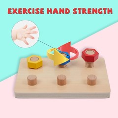 Jumbo Wooden Nuts and Bolts Board, Wooden Puzzle Stacking Toys for 1-3 Year O…