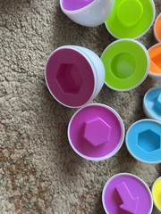 Funny Eggs Toddler Sorting Shapes & Colors Egg Carton Yellow Child