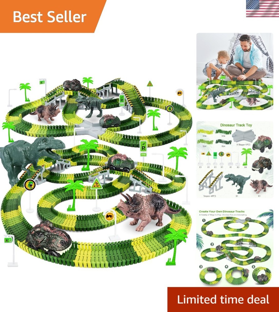 Dinosaur Toys,Create A Dinosaur World Road Race,Flexible Track Playset and 2 …