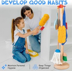 Wooden Kids Cleaning Set for Toddlers,8 Pieces Montessori Cleaning Toys with …