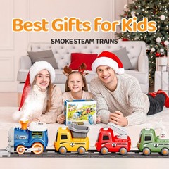 Remote Control Train Toy for Kids, Lighting & Music Train Set with Water Steam