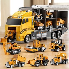Construction Truck Toy Set with Play Mat & Die-Cast Cars for Kids 3-8, Birthday
