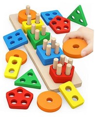 Montessori Toys for 1 to 3-Year-Old Boys Girls Toddlers, Wooden Sorting &