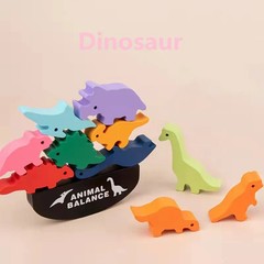 New Children Montessori Wooden Animal Balance Blocks Board Games Toy Dinosaur