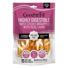 Good ‘n’ Fit Twist Sticks Made with Real Lamb, 15 Count, Treat Your Dog to Lo…
