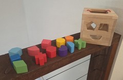 Wooden Shape Sorter Toy Shaped Block Sorting 6″ Cube Educational Toy Toddlers