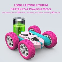 Remote Control Car for Girls, 360° Flipping Stunt Standard (Headlights) Pink