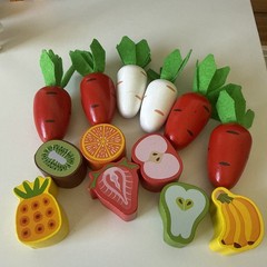 Montessori Toys For 3+ Year, Wooden Shapes Vegetables Fruits Replacement