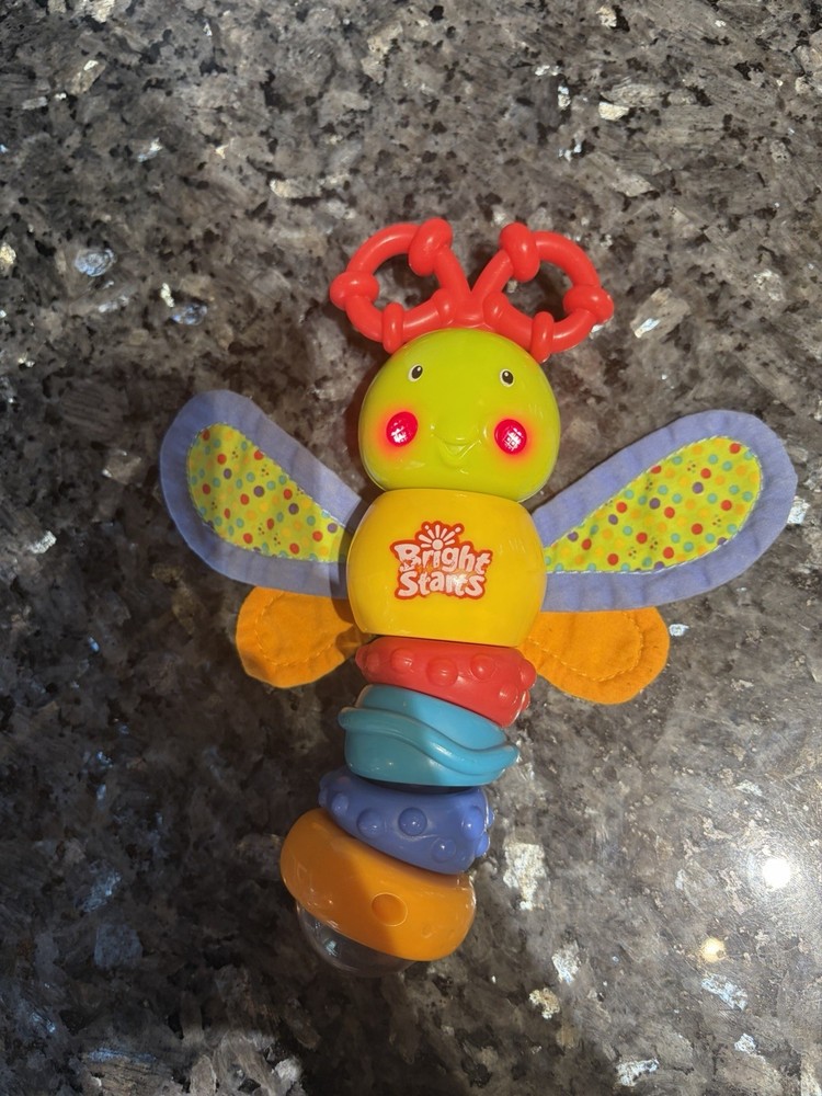 Bright Starts Twisty Bug dragonfly butterfly take along baby toy rattle lights