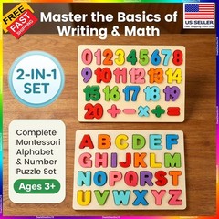 Wooden Puzzles for Kids Alphabet Numbers ABC Learning Educational Toys Toddlers