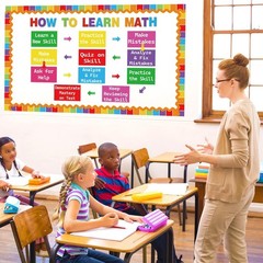 Math Bulletin Board Set How to Learn Math Posters Classroom Decoration Educat…
