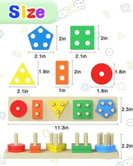 Sensory Educational Toy for Toddlers – 20-Piece Rainbow Geometric Puzzle Set