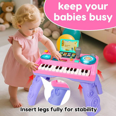 Baby DJ Table for Toddlers 1-3 with Music & Light, Musical Baby Piano Toys 6-9-1