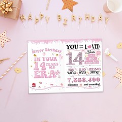 Cute 14th Birthday Card Gift for Girls Kids Child, Sweet 14 Years Old Birthda…