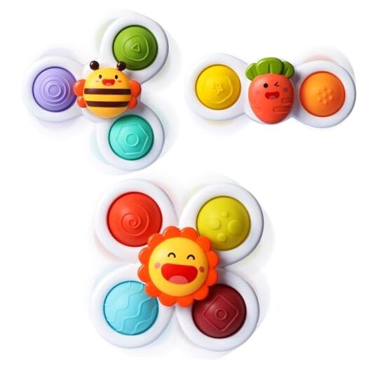 3PCS Pop Suction Cup Spinner Toys for 1 Year Old Boy Girl|Novelty Carrot