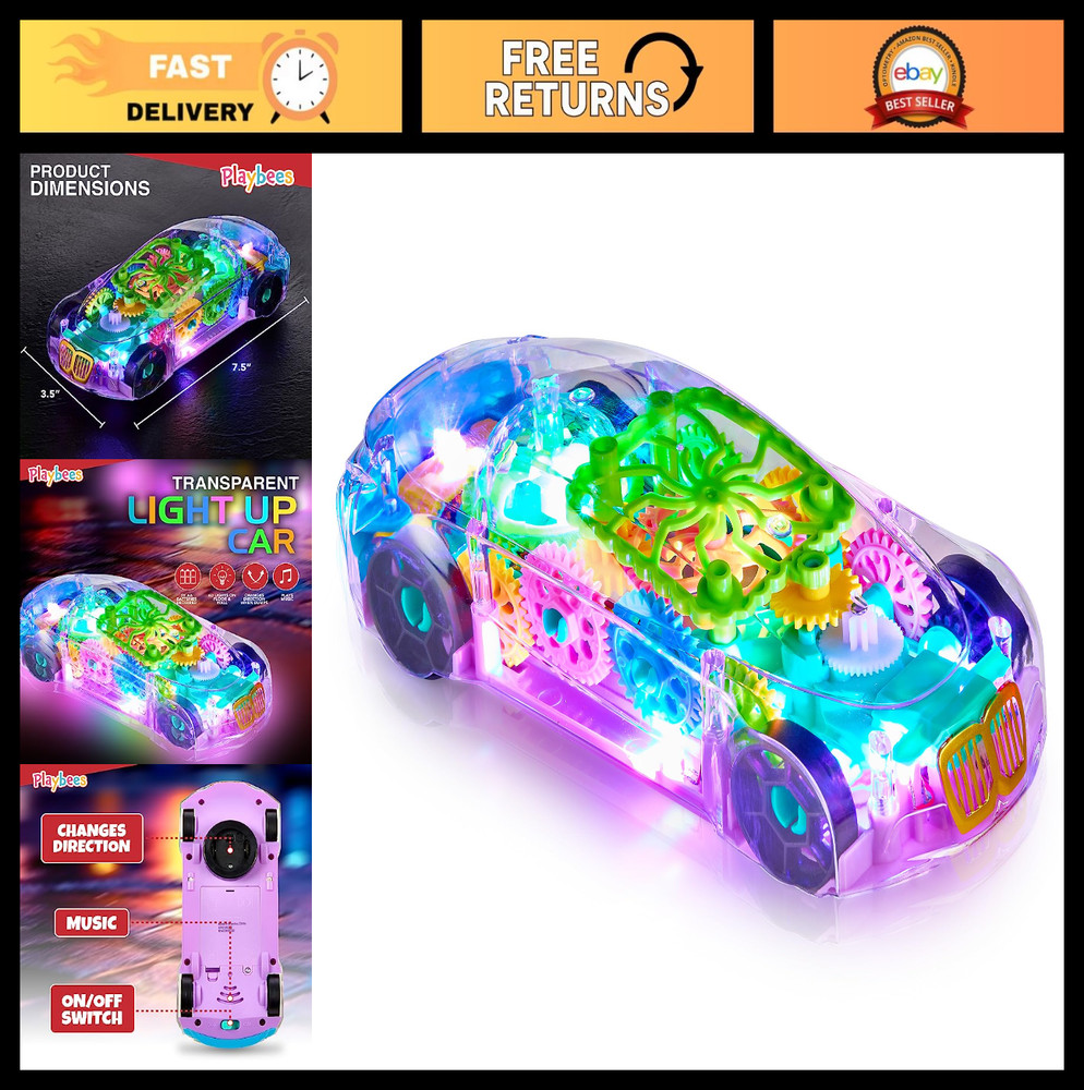Light-Up Transparent Car Toy for Kids 3-5 | Sensory Toy for Autism | Bump & Go,