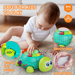 Baby Toys 6 to 12 Months, Tummy Time Toy for 12-18 Months, Musical Turtle Crawli