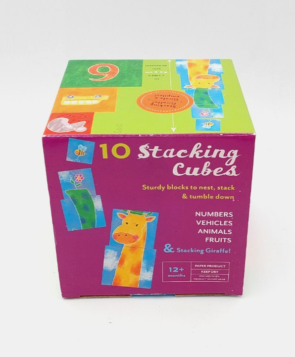 10 STACKING CUBES Numbers Vehicles Animals Fruits Developmental Baby Toy New