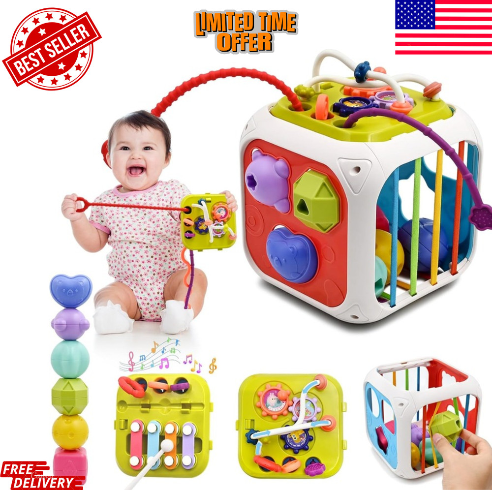 7-in-1 Montessori Activity Cube Sensory Toy for Toddlers Early Learning Gift