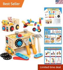 Montessori Kids Tool Set, Wooden Toddler Tool Bench Educational Toys for Ages…