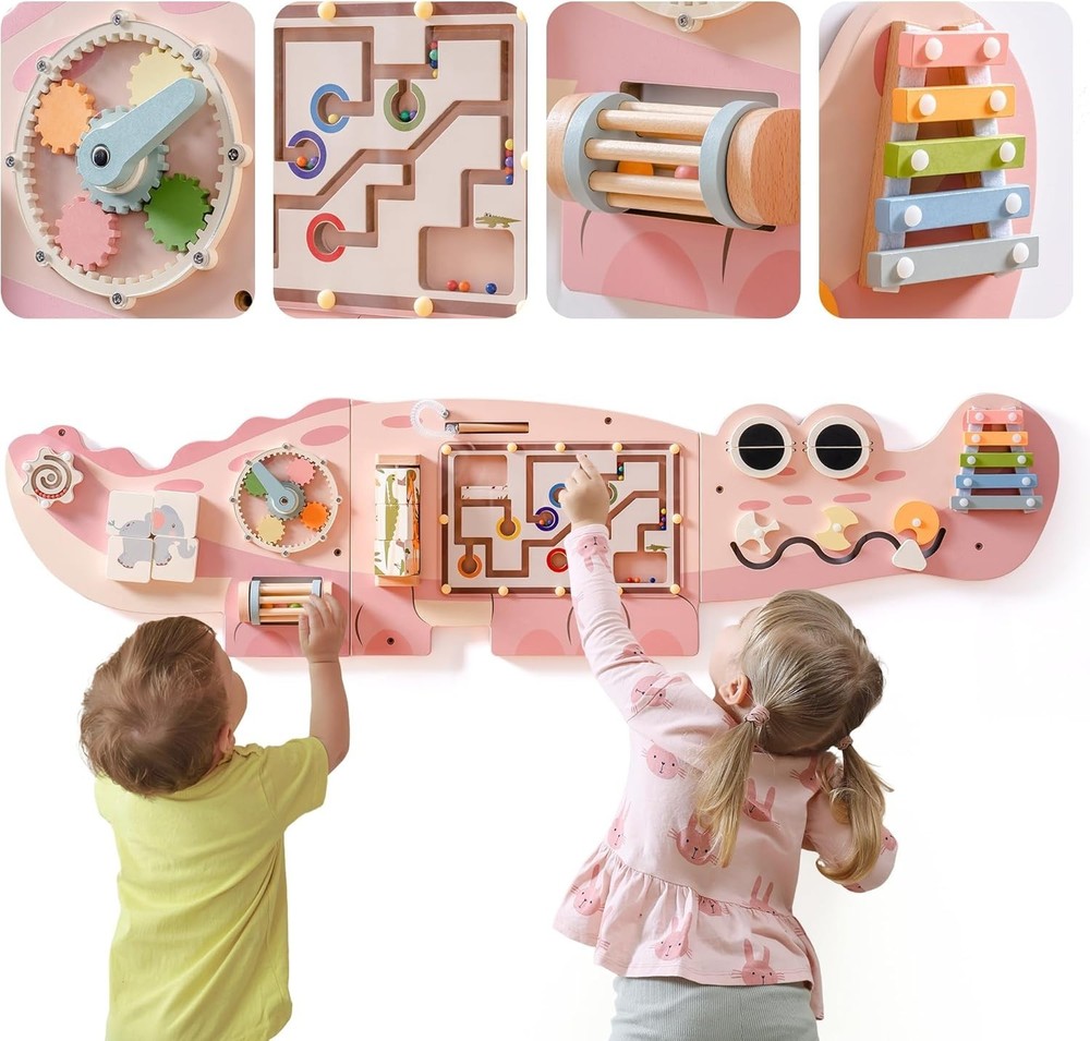 ROBUD Wooden Busy Board for Children – Montessori Learning Toy Gifts