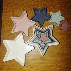 Stacking Play Mushie Star Nesting Toy BPA Free Non Toxic Denmark Pastel Colors