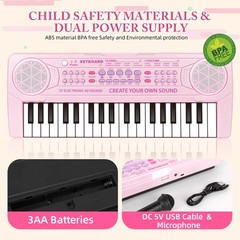 Kids Piano Keyboard – 37 Keys Musical Toys Small, Pearly Pink