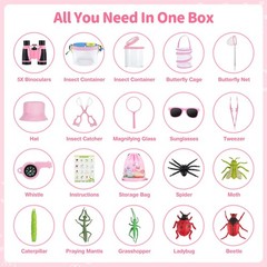 GIFTINBOX Bug Catcher Kit for Kids – Outdoor Explorer Toys Set Medium, Pink