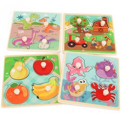 Wooden Peg Puzzles for Toddlers 1-3, Kids’ Educational Preschool Peg Puzzle T…
