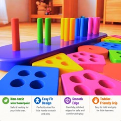 Montessori Toys for 1 2 3 Year Old Boys Girls, 2-in-1 Wooden Shape Sorter & F…