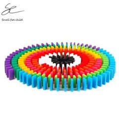 New Kids 100pcs Children Color Sort Rainbow Wood Domino Blocks Kits Early Bright