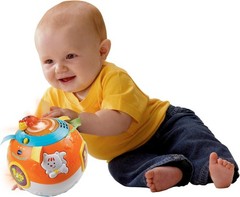 VTech Move & Crawl Baby Ball Orange Motorized Musical Learning Toy Lights Sounds