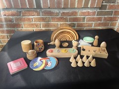 Montessori Wooden Play Lot Toddler Baby Sorting Toys colors 75 pcs puzzle shapes