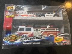 NEW! NIB RARE! 3 Pack Fast lane Emergency Vehicles FIRETRUCK POLICE AMBULANCE